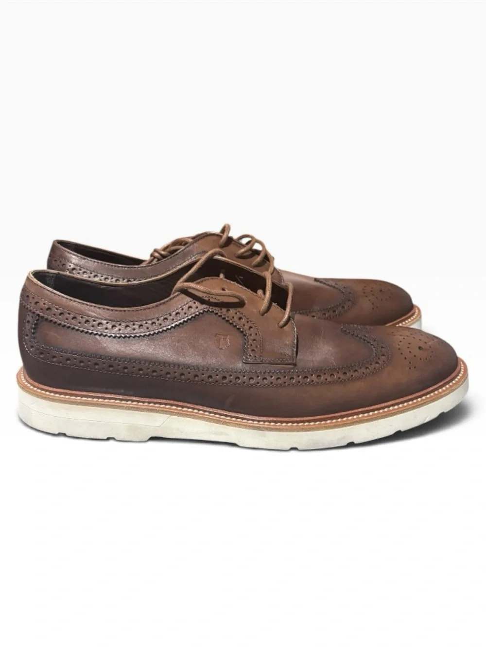 Tod's Brown Leather Wingtip Derby Shoes